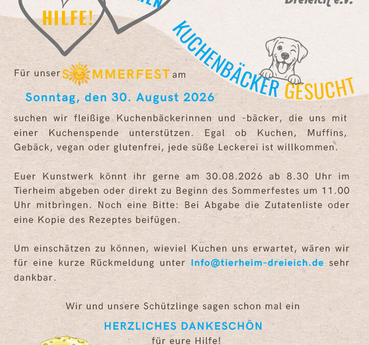 Kuchenspenden für unser Sommerfest 🍰